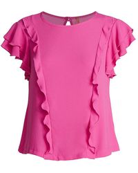 Conquista - Frill Detail Short Sleeve Top - Lyst
