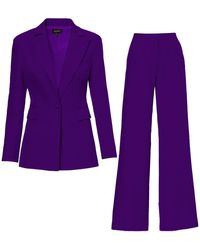 BLUZAT - Deep Purple Suit With Slim Fit Blazer And Flared Trousers - Lyst
