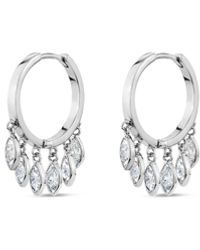 SALLY SKOUFIS - Natural Drop Huggie Earrings With Made Cz Diamond Stimulant - Lyst