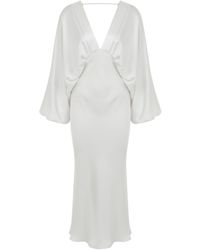 NAZLI CEREN - Mila V Neck Satin Dress - Lyst