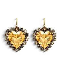 Vstyle - Amore Swarovski Golden Heart Earrings - Lyst