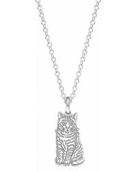 Posh Totty Designs - Sterling Tabby Cat Dinky Charm Necklace - Lyst