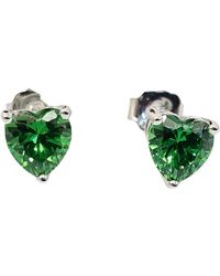 Harfi - Emerald Heart Sterling Stud Gemstone Earrings - Lyst