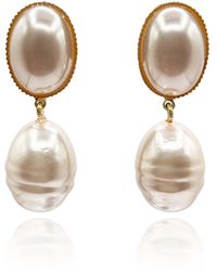 Michael Nash Jewelry - Neutrals Emma Champagne Baroque Pearl Omega Pierced Back - Lyst