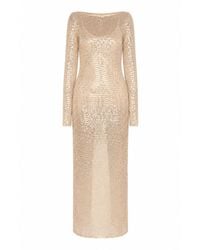 AMAANALUX - Neutrals Sequin Sheer Maxi Dress, Cream - Lyst