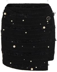 Sour Figs - Faux Pearl-Embellished Asymmetric Wrap Skort - Lyst