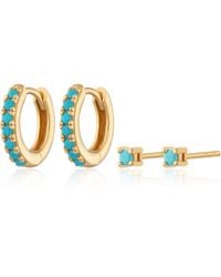 Scream Pretty - Stone Huggie & Tiny Stud Set Of Earrings - Lyst