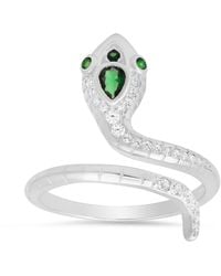 Kylie Harper - Emerald & Diamond Cz Snake Ring - Lyst