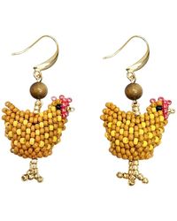 Farra - Playful Beaded Chicken Dangle Earrings - Lyst