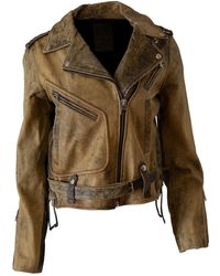 Zasta Studio - Dirt Biker Vintage Dusty Leather Jacket - Lyst
