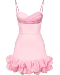 POST MERIDIEM - Draped Ruffle Mini Bustier Dress - Lyst