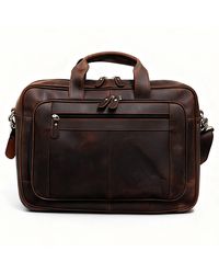 Touri - Genuine Leather Briefcase With Luggage Strap - Lyst