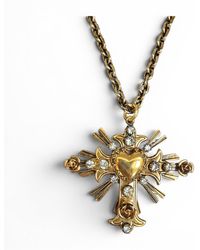 Vstyle - Divine Heart Cross Necklace - Lyst