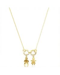 Unaloe - Vermeil Necklace With Boy And Girl Pendants – Hammered Child Silhouette Charms, Personalised Family Keepsake Jewellery - Lyst