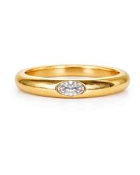 VicStoneNYC Fine Jewelry - Solid Burnish Set Oval Lab Diamond Band By Hand-Crafted - Lyst