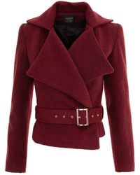 AVENUE No.29 - Wool Double Breasted Wide Lapel Jacket With Belt - Lyst