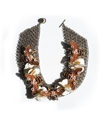 Edgar Navarro Jewelry - Edgar Navarro Chainmail Necklace With Hand-Painted Brass Bees & Flowers - Lyst