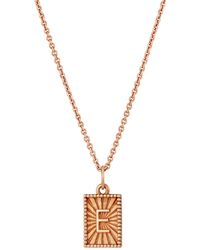 Posh Totty Designs - Rose Gold Plated Sunbeam Rectangle Initial Charm Necklace - Lyst