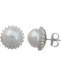 Artisan - Pearl & Diamond Round Stud Earrings - Lyst