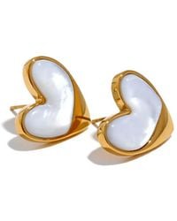 Decolet the label - Neutrals Heart Stud Earrings - Lyst