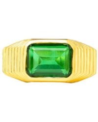 Lavani Jewels - Green & Gold Plated Chevalier Ring - Lyst