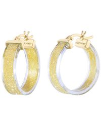 Gold & Honey - Wide Glitter Hoop Earrings - Lyst