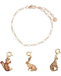 Fable England - Fable Enamel Bengal Cat, Rabbit And Cheeky Squirrel Charm With Charm Bracelet - Lyst