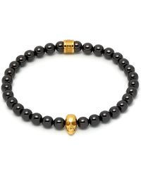 Northskull Black Onyx & Gold Atticus Skull Bracelet - Metallic