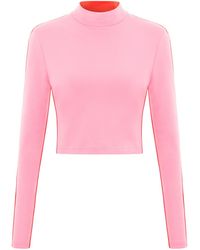 blonde gone rogue - Crop Turtleneck Top In Pink And Red - Lyst