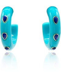 Michael Nash Jewelry - Resin Hoop Earrings With Faceted Lapis Glass Pear Stones - Lyst