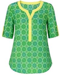 Conquista - Print Poplin Top With Trim - Lyst