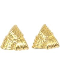 Harfi - Large Plated Textured Triangle Earrings - Lyst