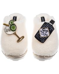 Laines London - Teddy Closed Toe Slippers With Botanical Gin & Glass Brooches - Lyst