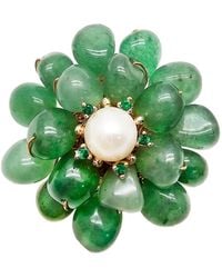 Farra - Handcrafted Flower Shaped Aventurine Brooch - Lyst