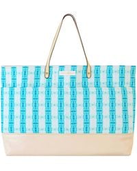 Evelyn & Kate - Neutrals Island Tropical Classic Canvas Tote With Leather Base & Straps - Lyst