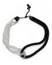 WAIWAI - Interlock Leather And Glass Bead Necklace - Lyst