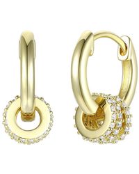 Genevive Jewelry - Rachel Glauber Plated Round Cubic Zirconia Small Hoop Earrings - Lyst