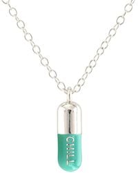 Kris Nations - Chill Pill Enamel Necklace Sterling Silver & Turquoise Enamel - Lyst