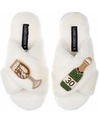 Laines London - Neutrals Classic Laines Slippers With Champagne & Glass 30Th Birthday Brooches - Lyst