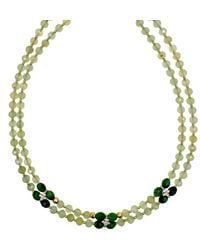 Farra - Prehnite With Zircon Stones Double Layers Collar Necklace - Lyst