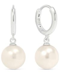 Esterah - Pearl Huggie Hoops - Lyst