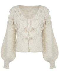 Saachi - Rosette Flower Cardigan - Lyst