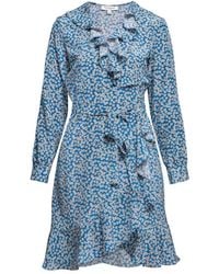 Rumour London - Abby Ruffled Silk Wrap Dress With Cherry Blossom Print - Lyst