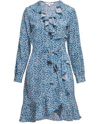 Rumour London - Abby Ruffled Silk Wrap Dress With Cherry Blossom Print - Lyst