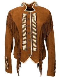 Zasta Studio - Warrior Suede Leather Jacket With Fringes - Lyst