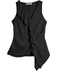 Santorelli - Tyra Sleeveless Top With Asymmetric Ruffles - Lyst