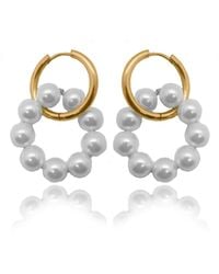 VIEA - Elise Pearl Double Hoop Earrings - Lyst