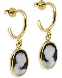 Vintouch Italy - Plated Mini Cameo Hoop Earrings - Lyst