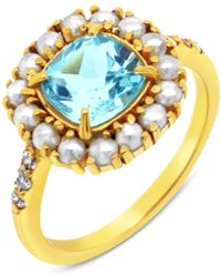 GEM BAZAAR - Diana Topaz Pearl Ring - Lyst