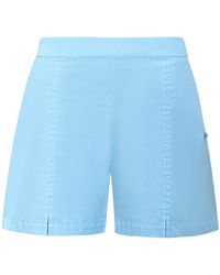 Perlavera - Cenoa Aqua Solid Cotton Satin Short - Lyst
